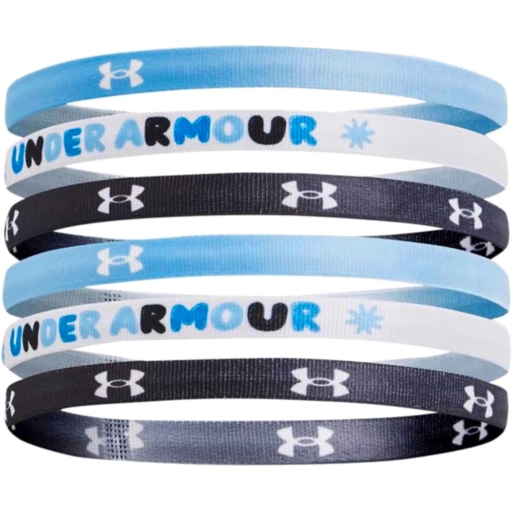 Under Armour UA Girls Tween/Teens/Juniors Graphic Headbands 6pk Blue White New